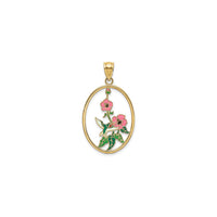 Hummingbird and Petunia Flowers Oval Frame Pendant (14K) main - Popular Jewelry - Niu Yoki