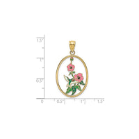 Hummingbird ati Petunia Flowers Oval Frame Pendant (14K) asekale - Popular Jewelry - Niu Yoki