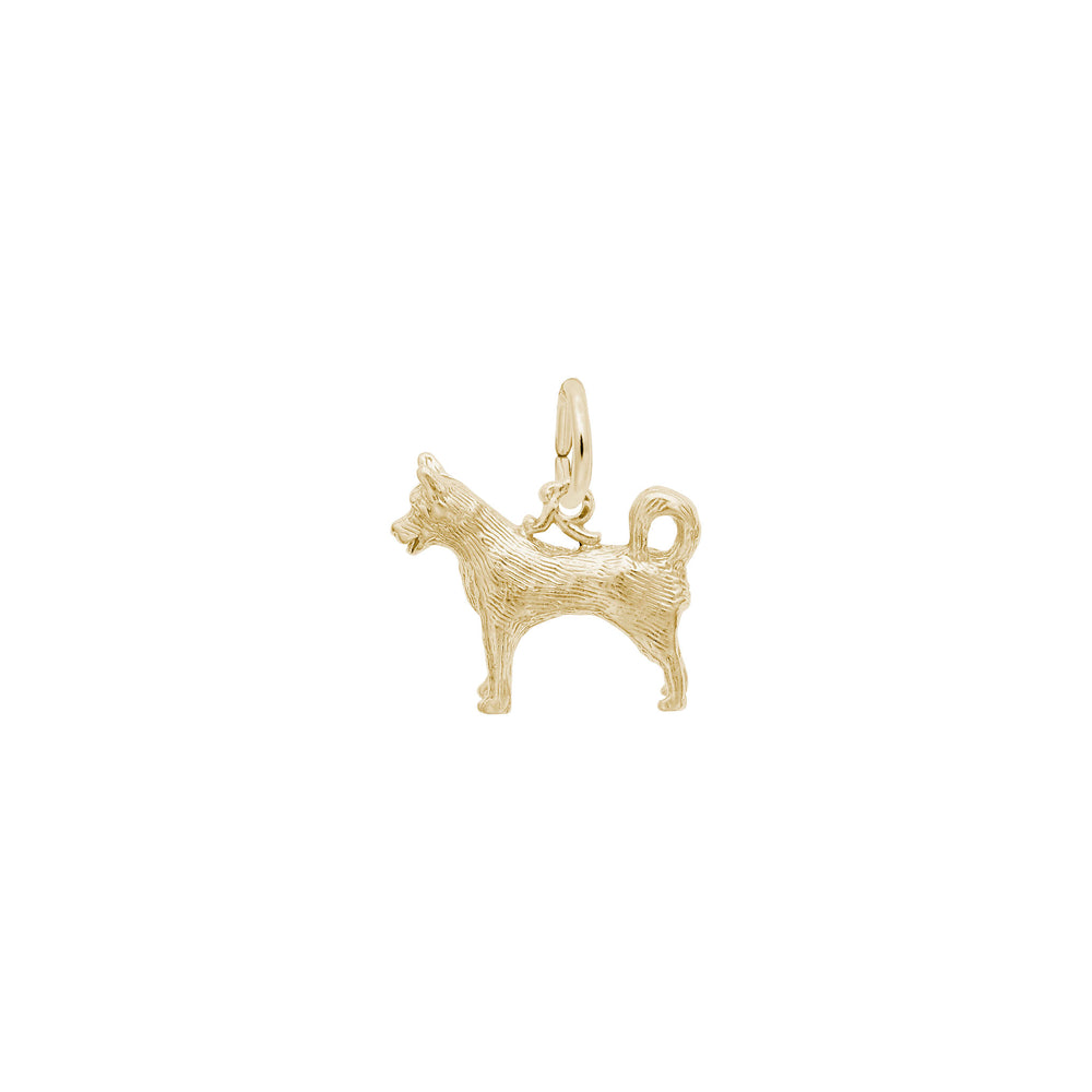 Husky Dog Charm yellow (14K) main - Popular Jewelry - New York
