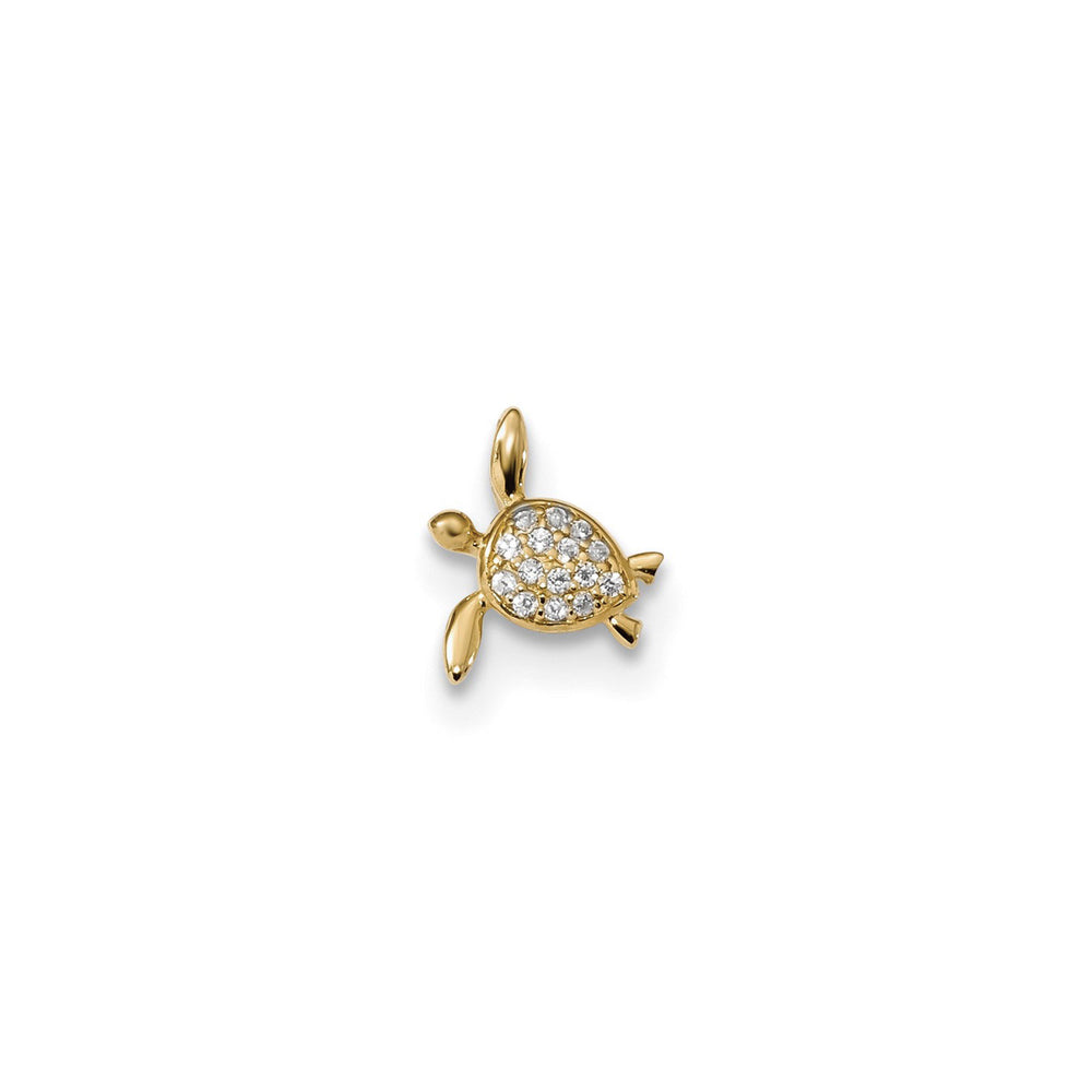 Icy Baby Sea Turtle Pendant (14K) front - Popular Jewelry - New York