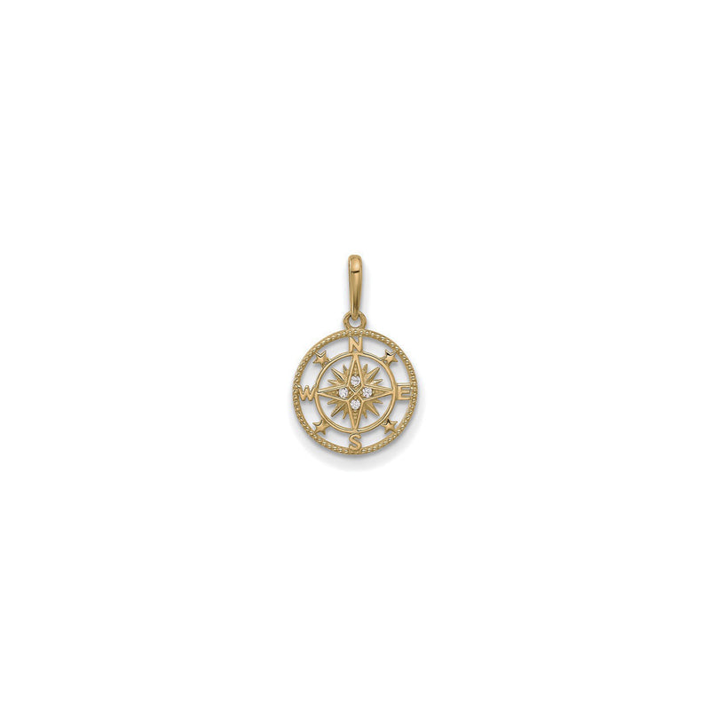 Icy Compass Outline Pendant (14K) front - Popular Jewelry - New York