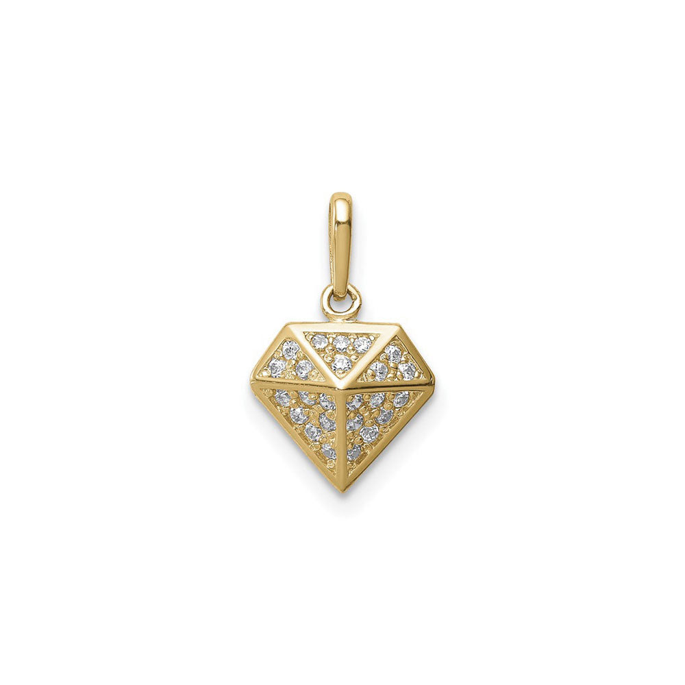 Icy Geometric Diamond-Shaped Pendant (14K) front - Popular Jewelry - New York