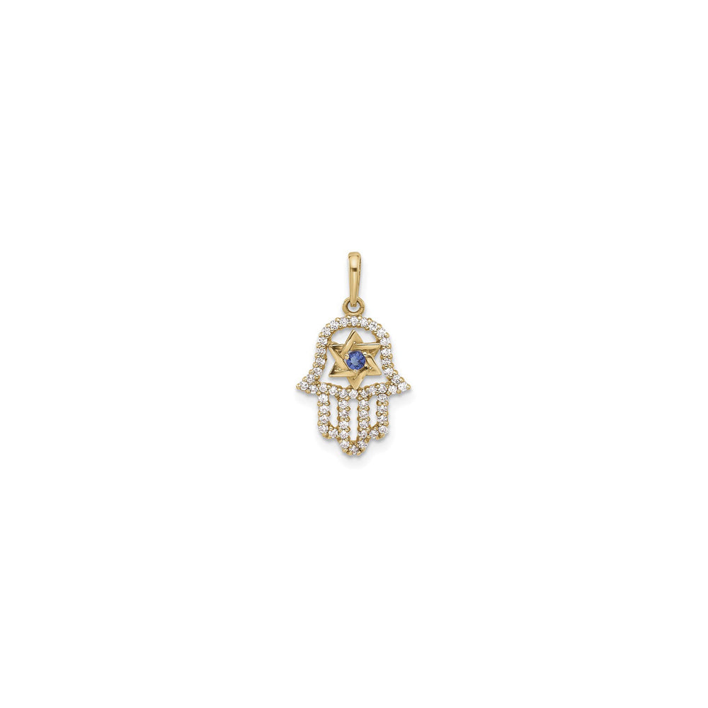 Icy Hamsa with Star of David Pendant (14K) front - Popular Jewelry - New York