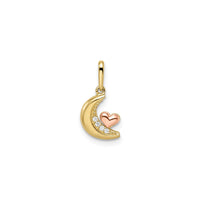 Icy Moon with Heart Pendant (14K) front - Popular Jewelry - New York