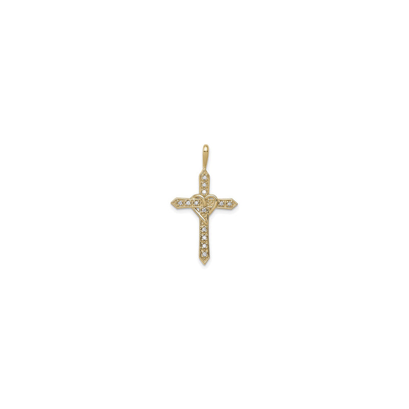 Intertwined Heart Icy Cross Pendant (14K) front - Popular Jewelry - New York