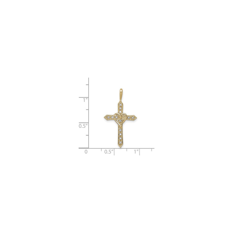 Intertwined Heart Icy Cross Pendant (14K) scale - Popular Jewelry - New York