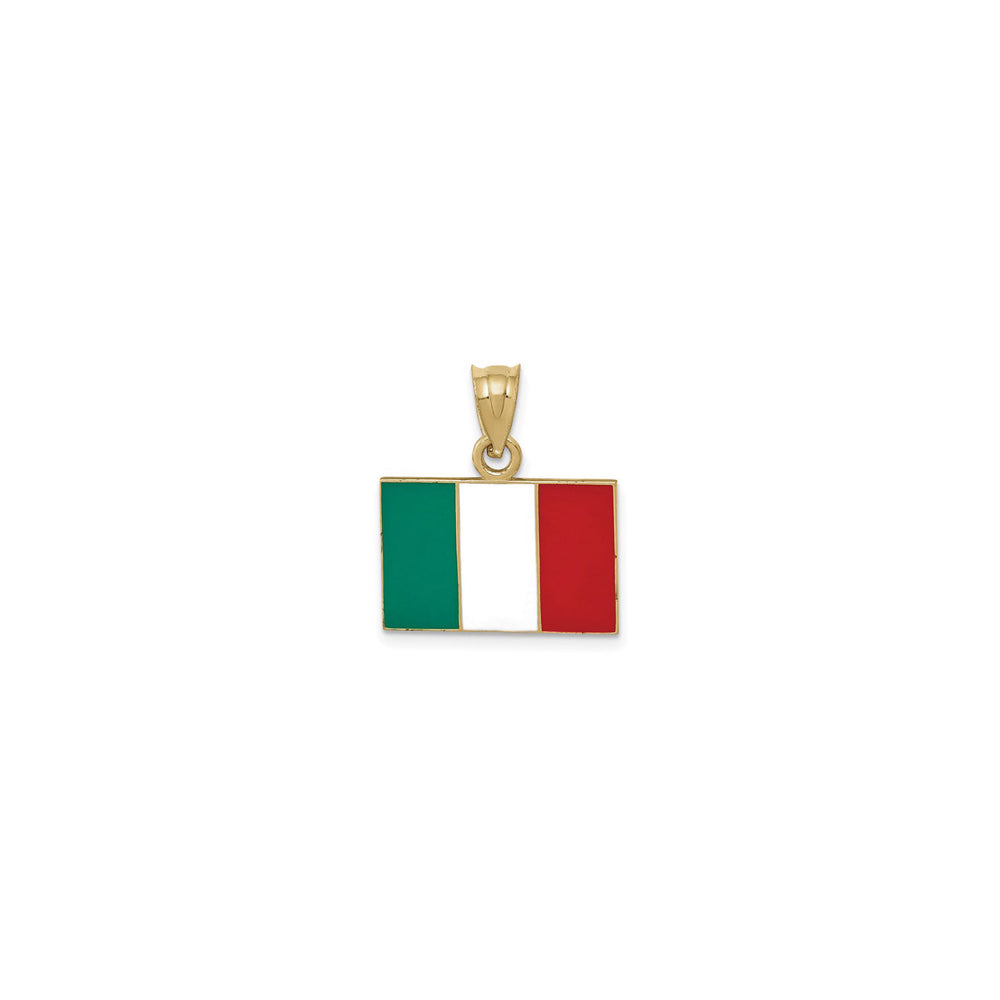 Italy Flag Enamel Pendant (14K) front - Popular Jewelry - New York