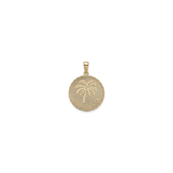 Jamaica Palm Tree Disc Pendant (14K) front - Popular Jewelry - New York