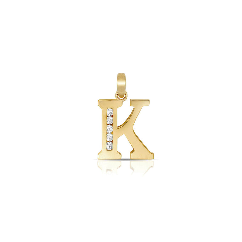 K Icy Initial Letter Pendant (14K) main - Popular Jewelry - New York