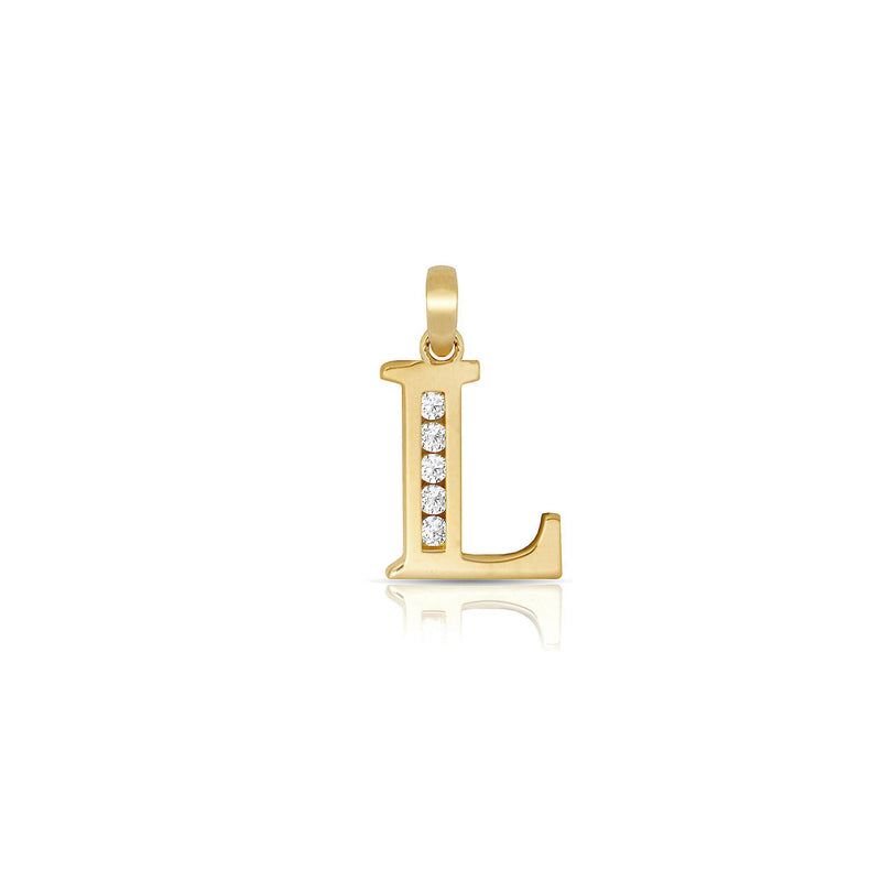 L Icy Initial Letter Pendant (14K) main - Popular Jewelry - New York