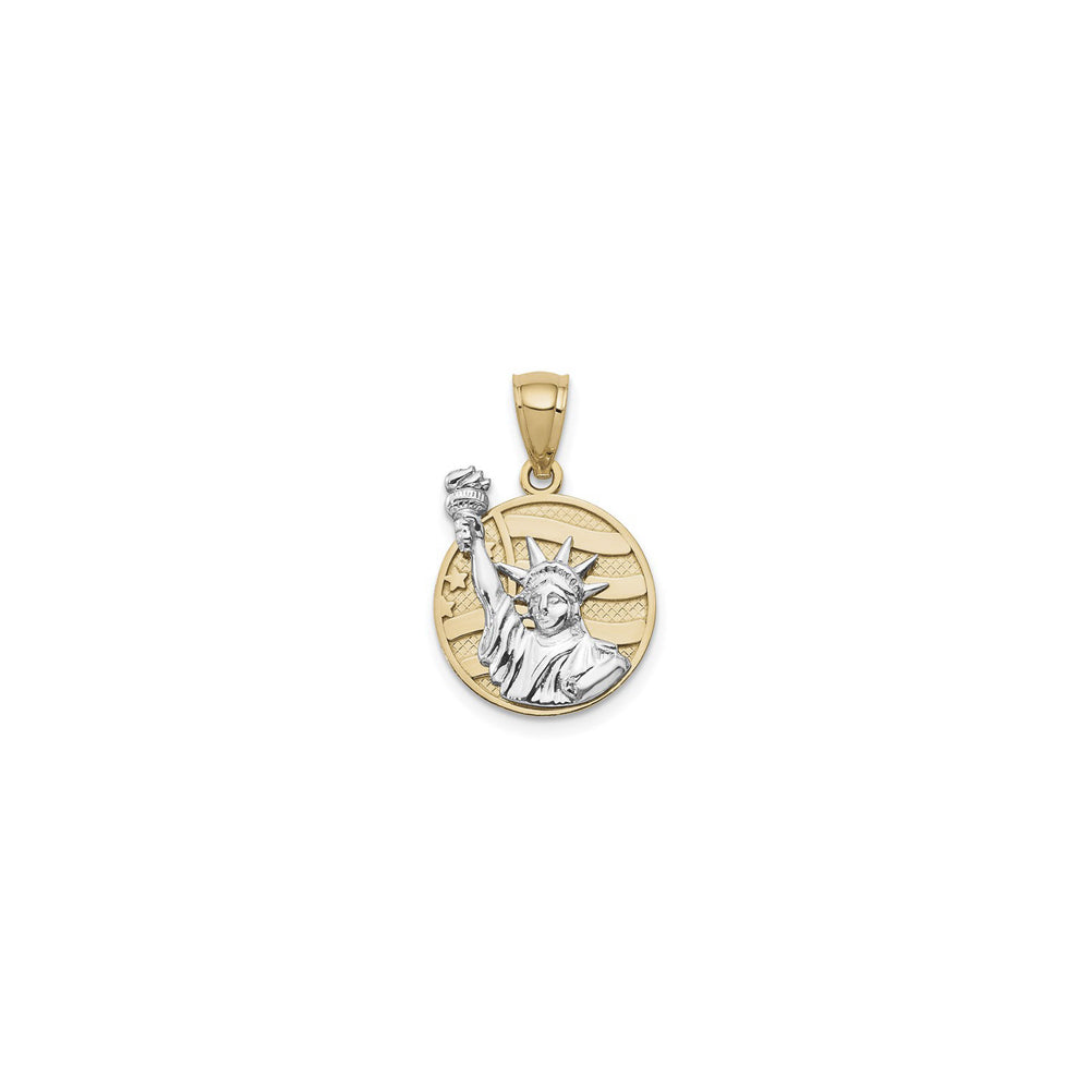 Lady Liberty Disc Pendant (14K) front - Popular Jewelry - New York