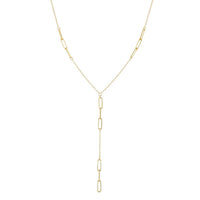 Lariat Scattered Paperclip Necklace (14K) front - Popular Jewelry - New York