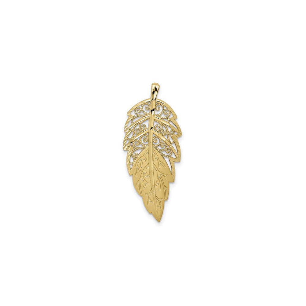 Leaf Multi-texture Pendant (14K) front - Popular Jewelry - New York