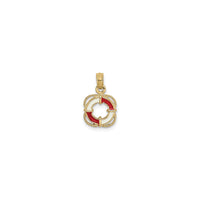 Life Ring with Rope Enamel Pendant (14K) front - Popular Jewelry - New York
