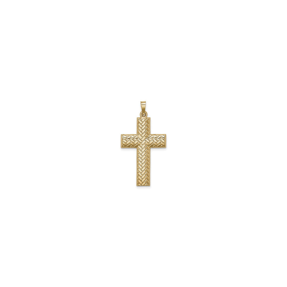 Lightweight Basketweave Cross (14K) front - Popular Jewelry - New York