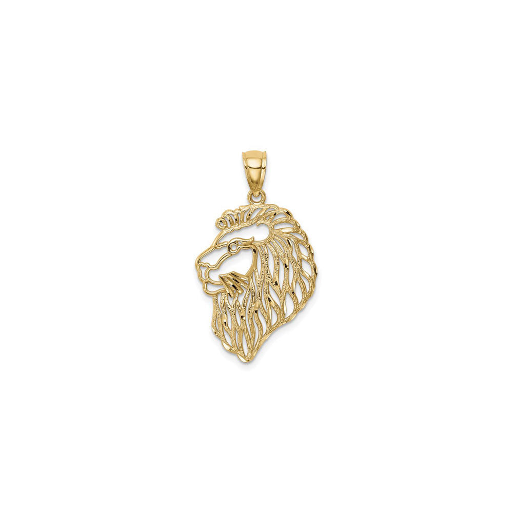 Lion Head Profile Cut-Out Pendant (14K) front - Popular Jewelry - New York