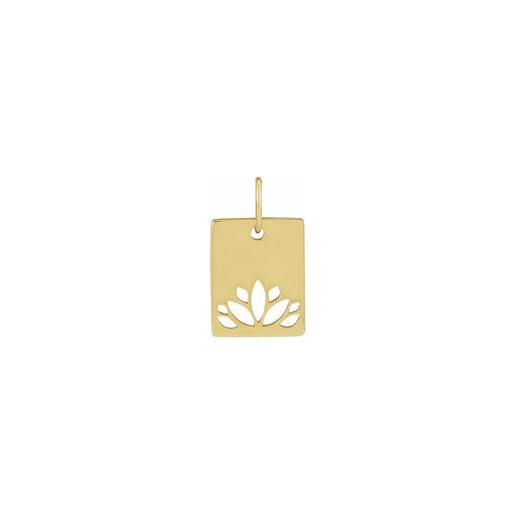 Lotus Cut-Out Rectangular Pendant yellow (14K) front - Popular Jewelry - New York