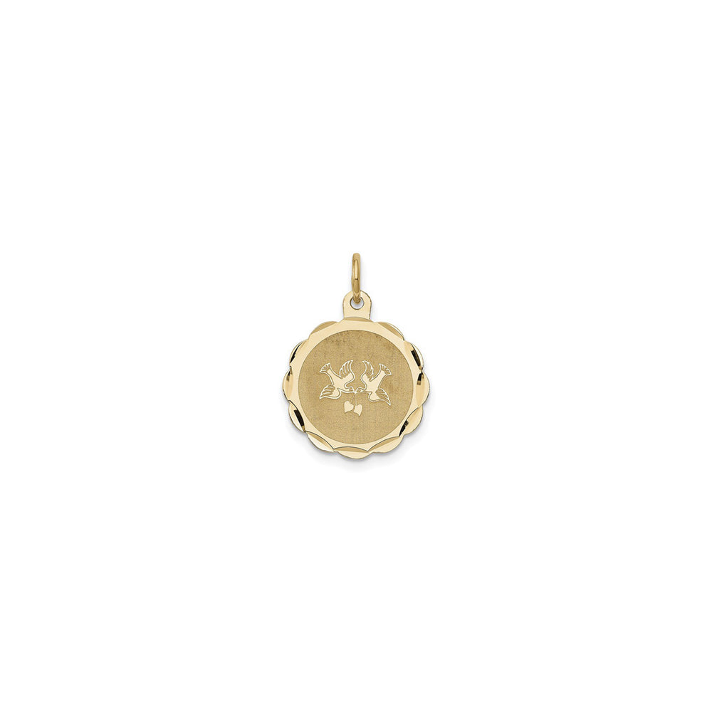 Love Birds Disc Pendant (14K) front - Popular Jewelry - New York