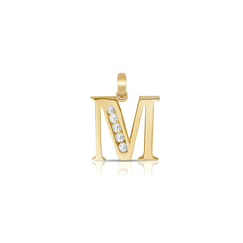 M Icy Initial Letter Pendant (14K) main - Popular Jewelry - New York