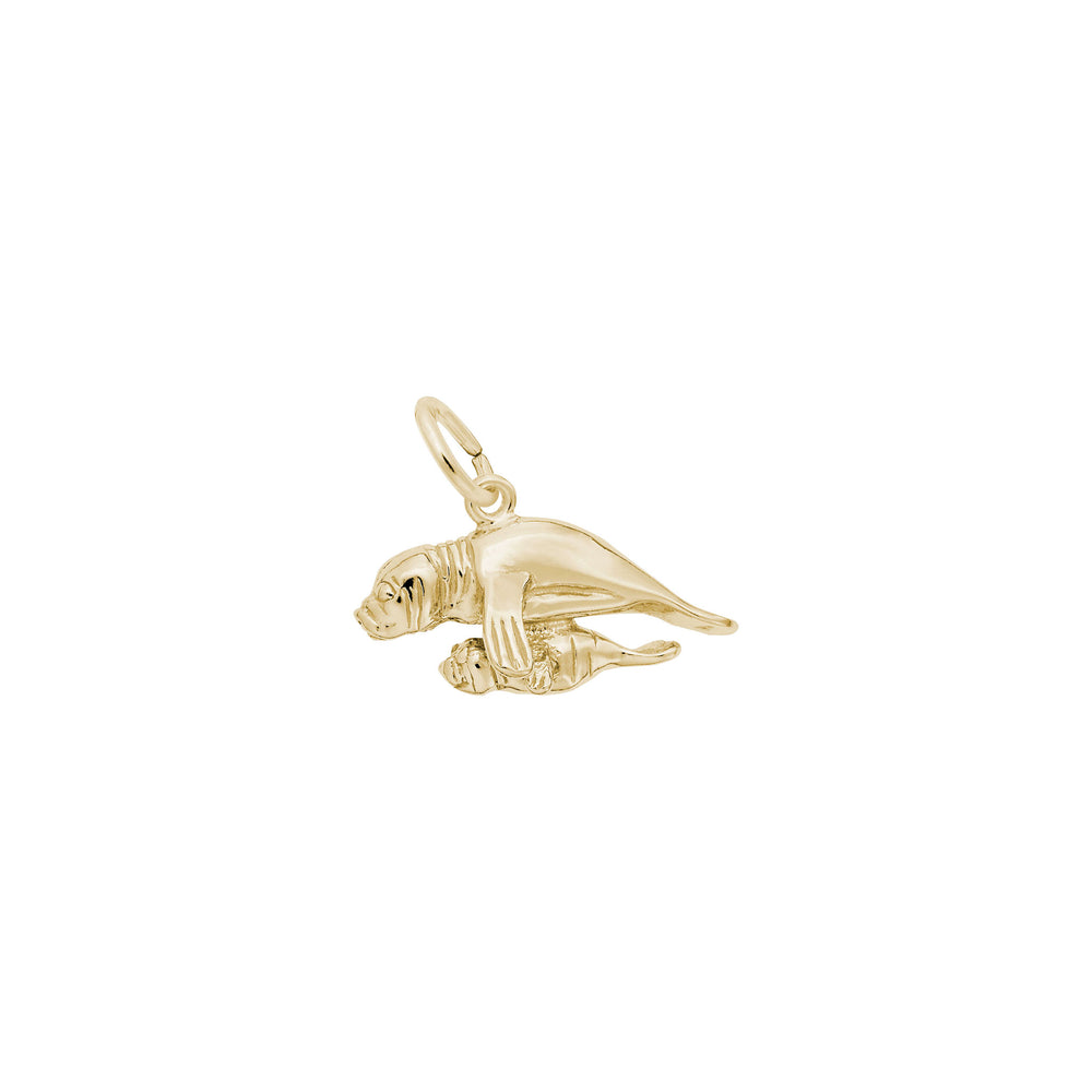Manatee with Calf Charm yellow (14K) main - Popular Jewelry - New York