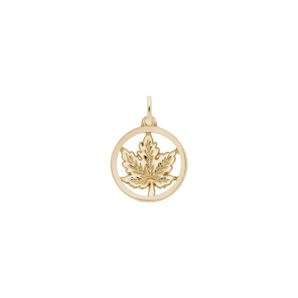 Maple Leaf Disc Charm yellow (14K) main - Popular Jewelry - New York