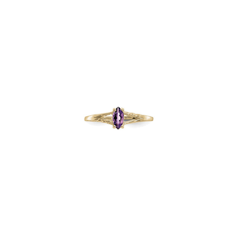 Marquise Amethyst Solitaire Split Shank Ring (14K) front - Popular Jewelry - New York