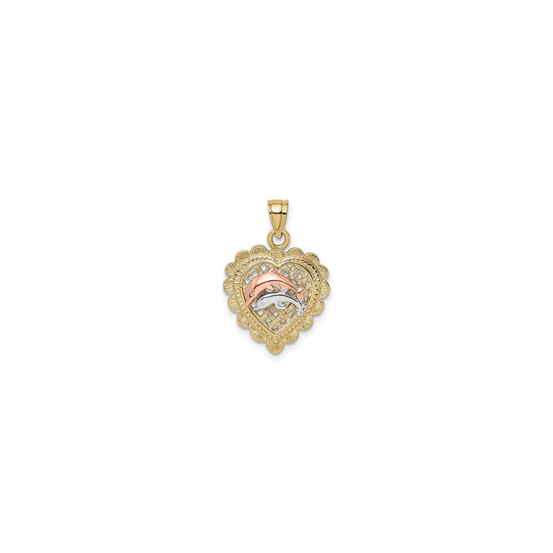 Maternal Dolphin Weaved Heart Pendant (14K) front - Popular Jewelry - New York