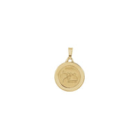 Mazel Good Luck Round Medal Pendant (14K) Front - Popular Jewelry - نيويورك
