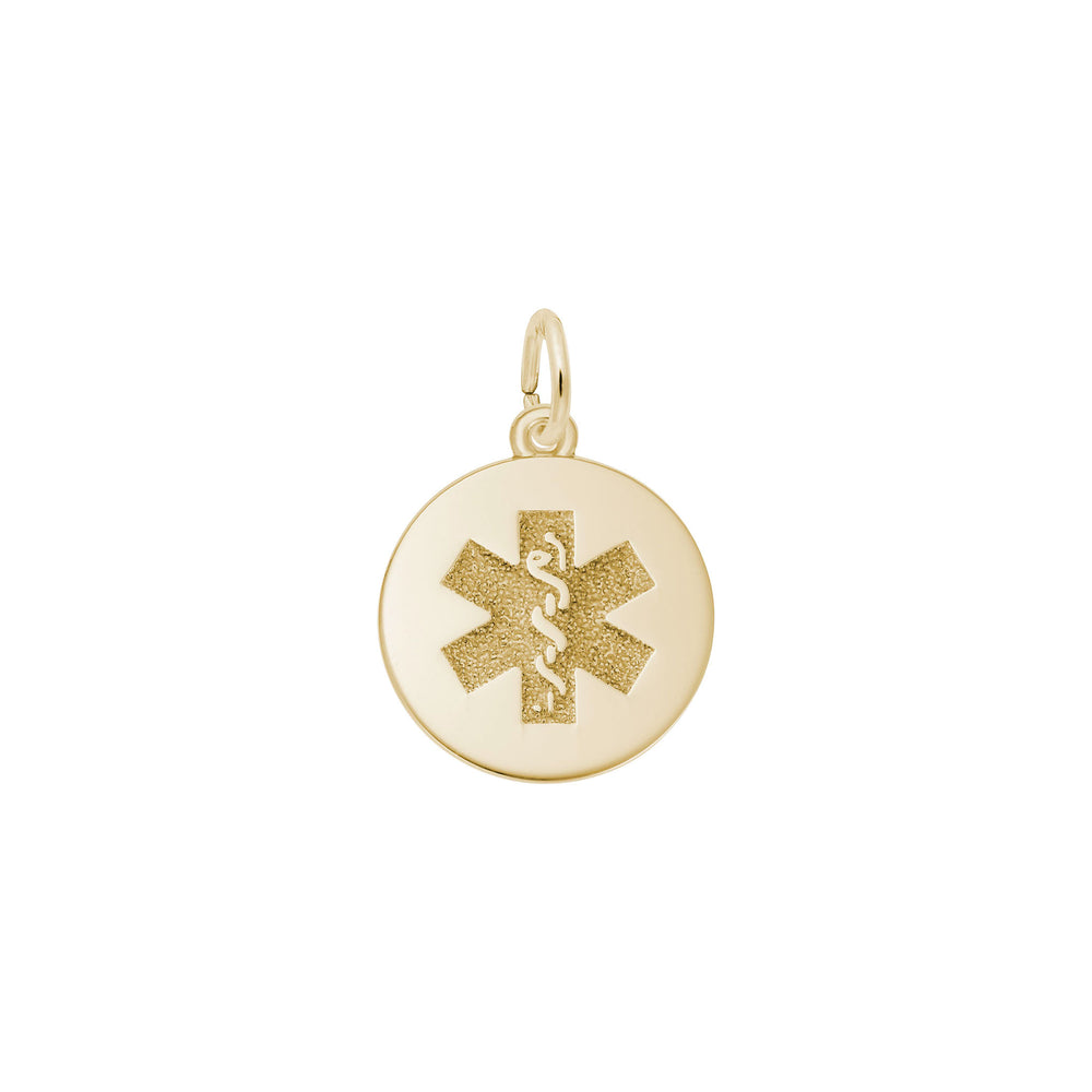 Medical Round Charm yellow (14K) main - Popular Jewelry - New York