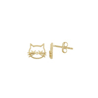 Meditating Cat Face Cut-Out Stud Earrings (14K) main - Popular Jewelry - New York