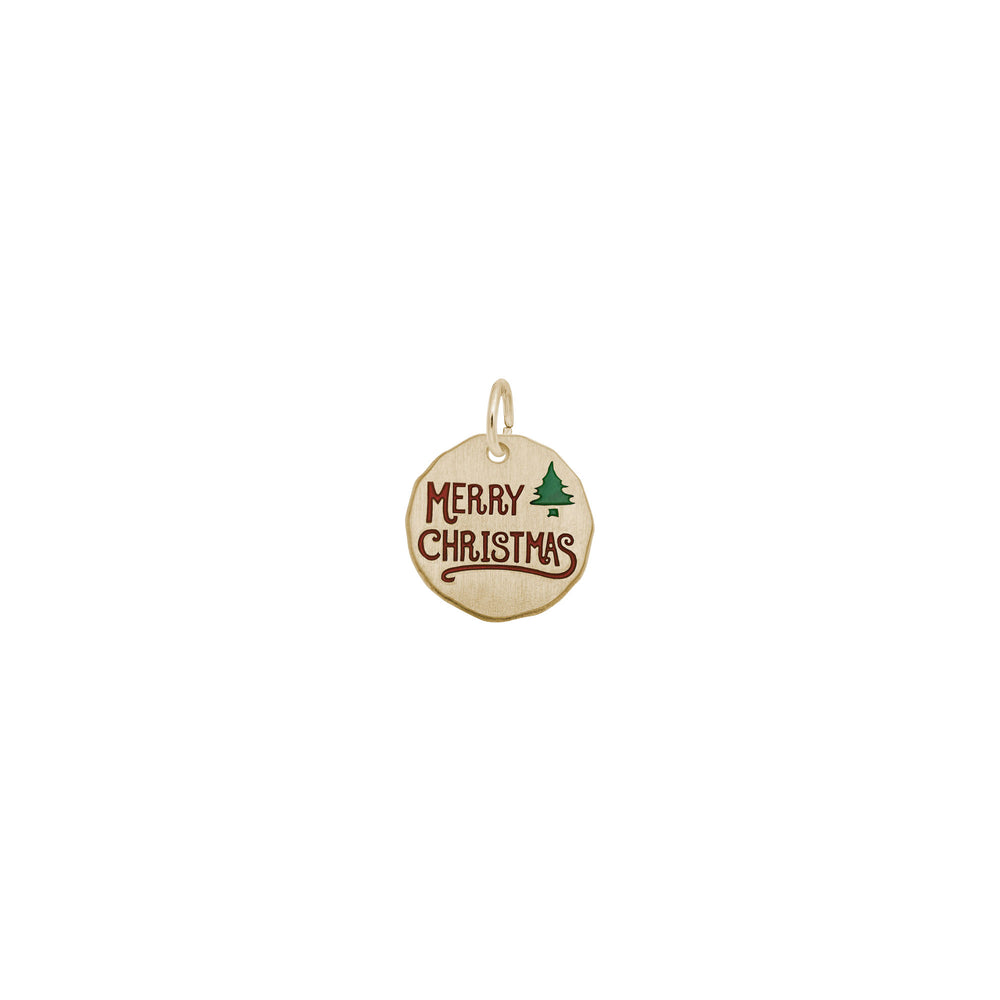 Merry Christmas Enamel Tag Pendant (14K) Popular Jewelry - New York