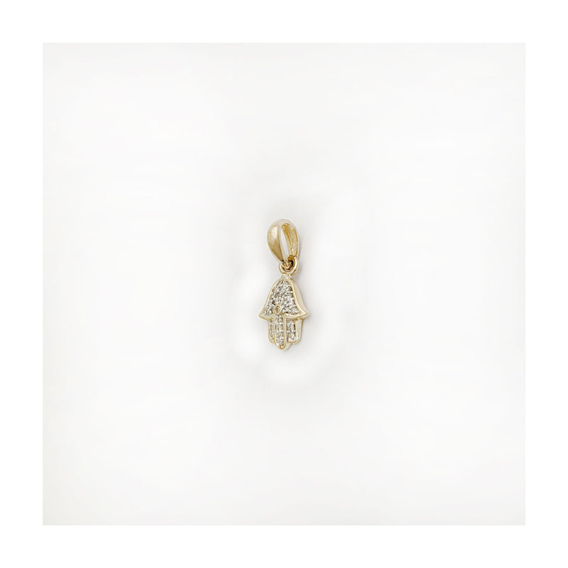Mini Hamsa Diamond Pendant (14K) side - Popular Jewelry - New York