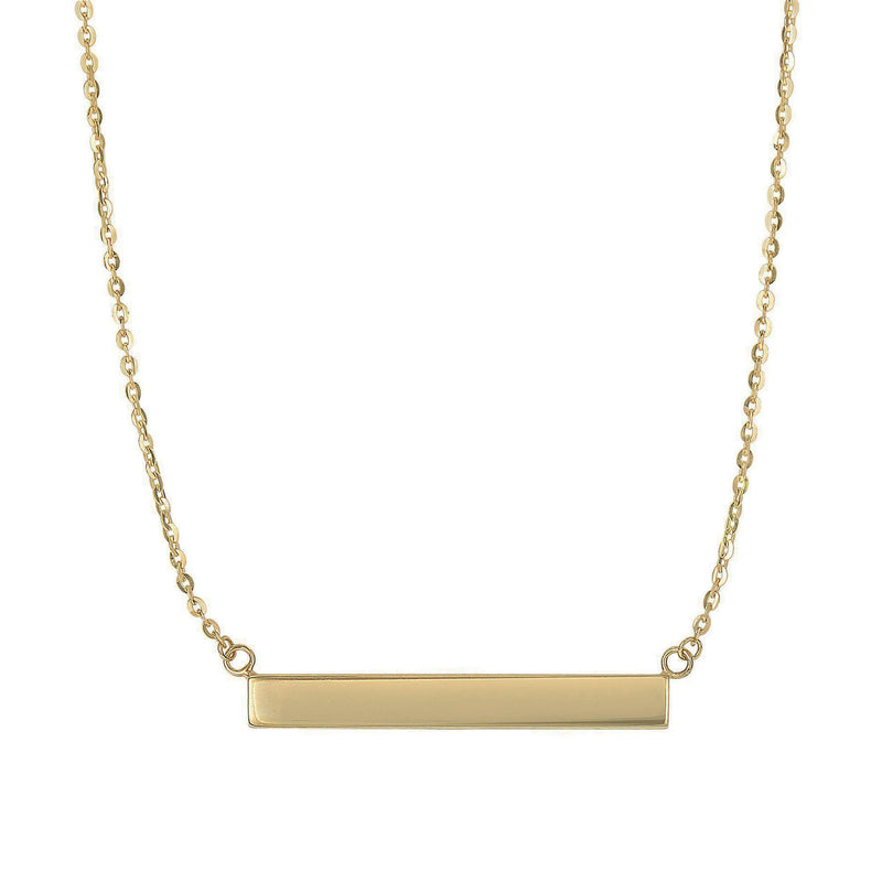 Mini Horizontal Engravable Bar Necklace (14K) main - Popular Jewelry - New York