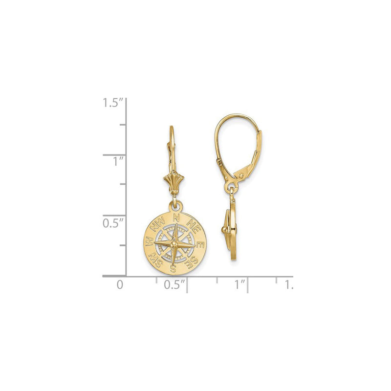 Mini Nautical Compass Leverback Earrings (14K) scale - Popular Jewelry - New York