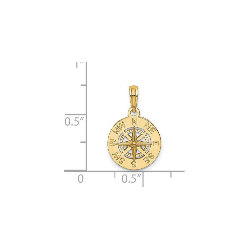 Mini Nautical Compass Pendant (14K) scale - Popular Jewelry - New York