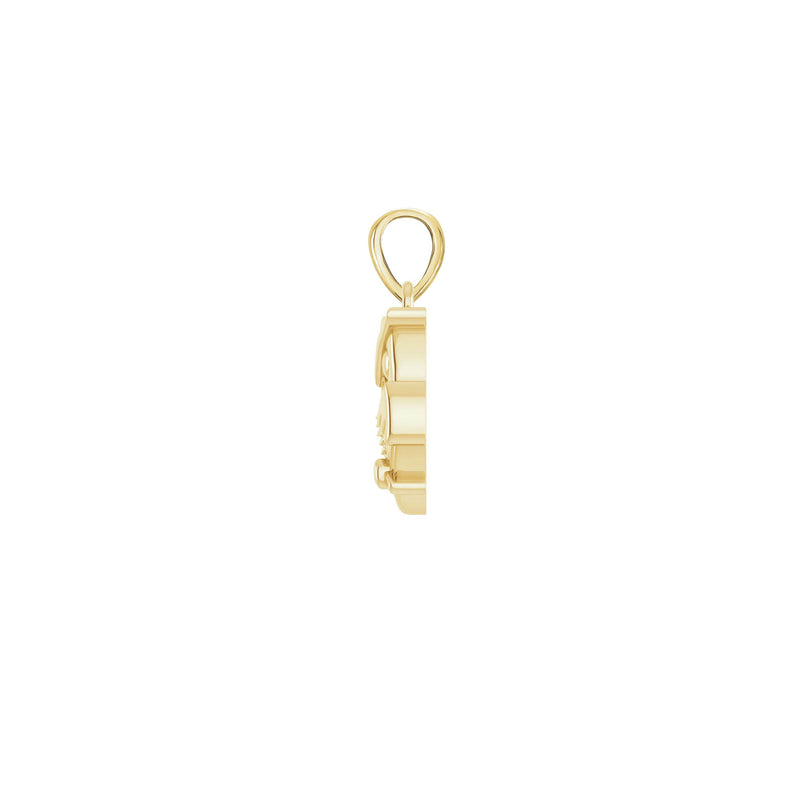 Mini Owl Pendant yellow (18K) side - Popular Jewelry - New York