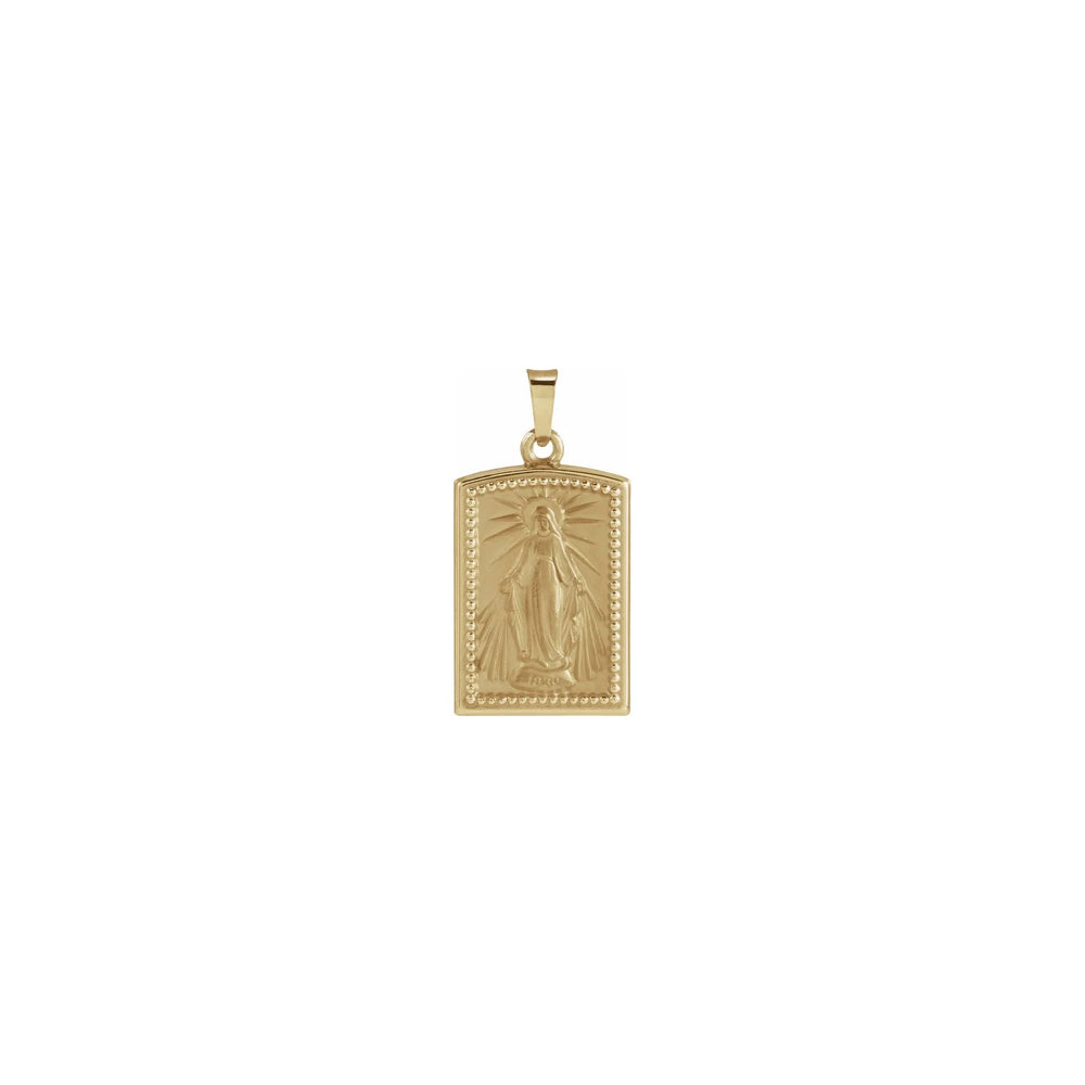 Miraculous Beaded Rectangular Pendant (14K) front - Popular Jewelry - New York