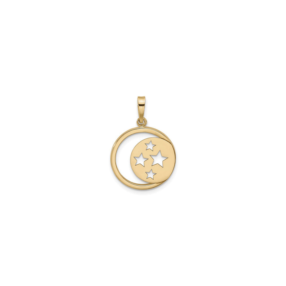Moon and Stars Cut Out Pendant (14K) front - Popular Jewelry - New York