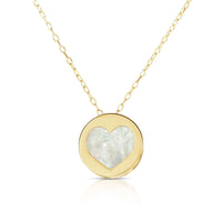 Mother of Pearl Heart Medallion Necklace (14K) main - Popular Jewelry - New York