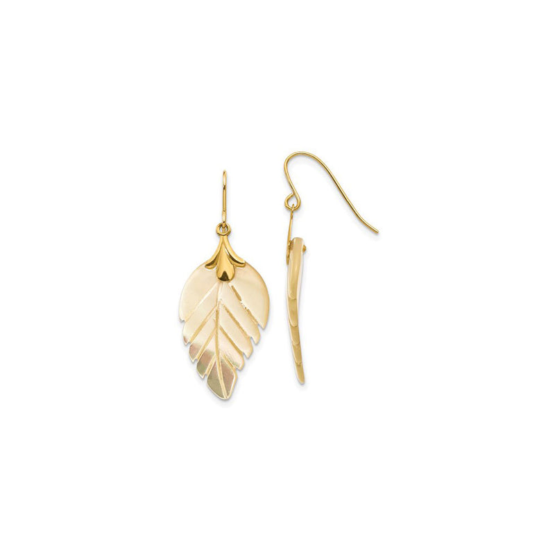 Mother of Pearl Leaf Dangling Earrings (14K) main - Popular Jewelry - New York