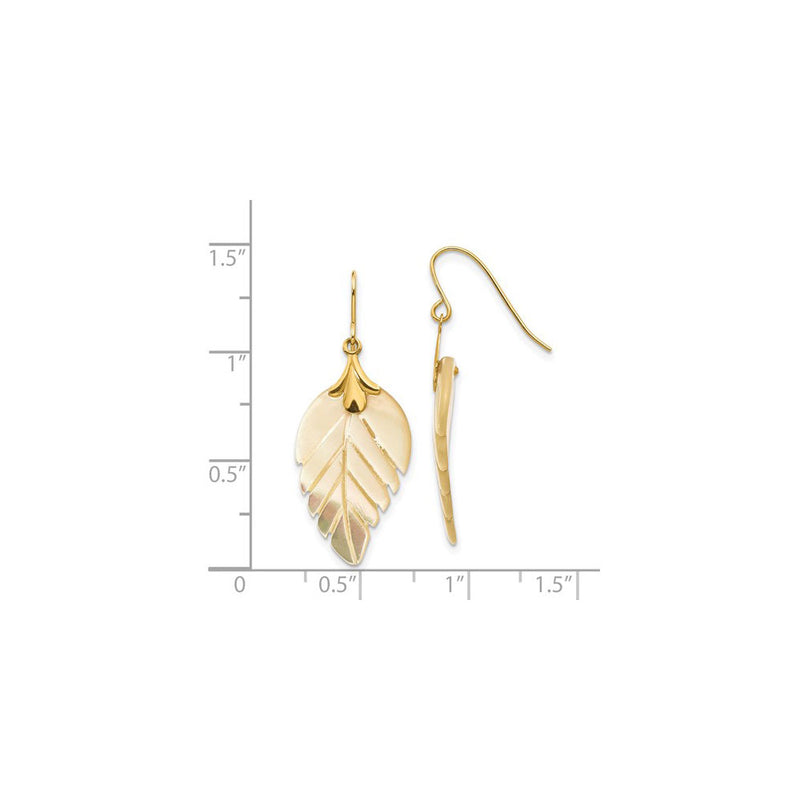 Mother of Pearl Leaf Dangling Earrings (14K) scale - Popular Jewelry - New York
