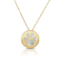 Mother of Pearl Paw Medallion Necklace (14K) main - Popular Jewelry - New York