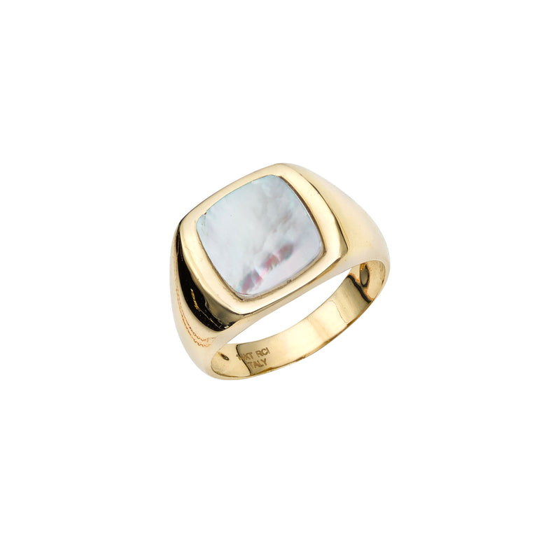 Mother of Pearl Signet Ring (14K) main - Popular Jewelry - New York