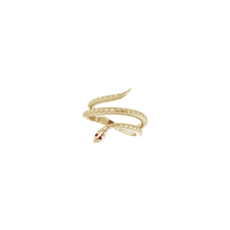 Mozambique Garnet Eye Snake Ring (14K) diagonal - Popular Jewelry - New York