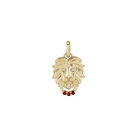 Mozambique Garnet and Diamond Lion Head Pendant (14K) front - Popular Jewelry - New York