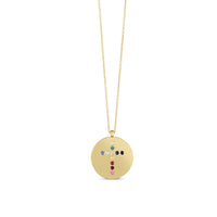 Multi-Color Gemstones and Diamond Cross Medal Necklace (14K) main - Popular Jewelry - New York