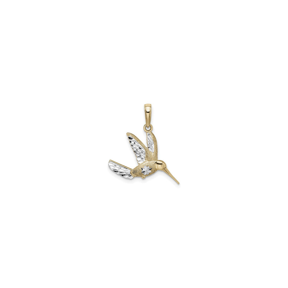 Multi-Texture Hummingbird Pendant (14K) front - Popular Jewelry - New York