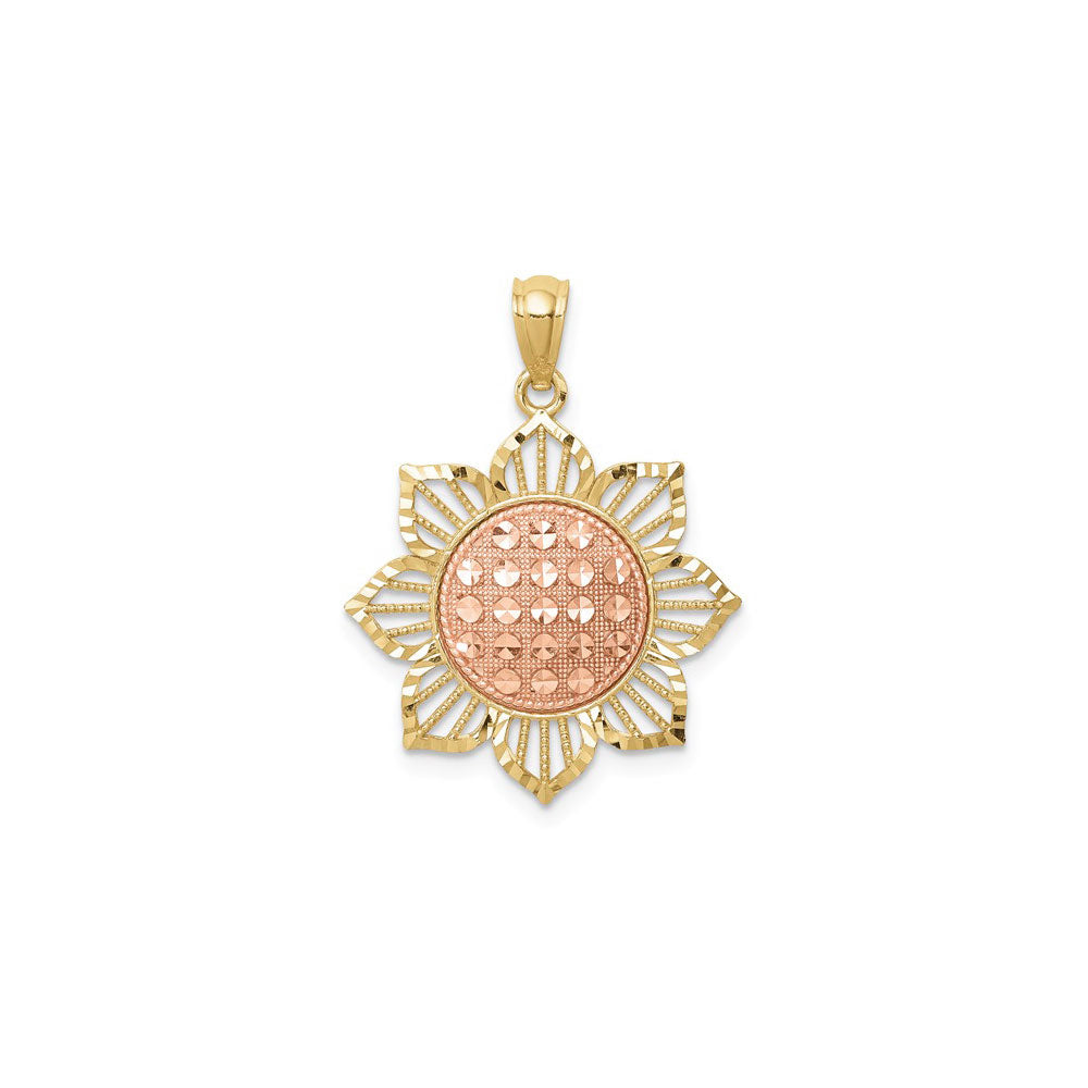 Multi-Texture Sunflower Pendant (14K) main - Popular Jewelry - New York