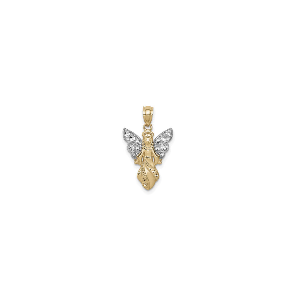 Multi-Textured Guardian Angel Pendant (14K) front - Popular Jewelry - New York