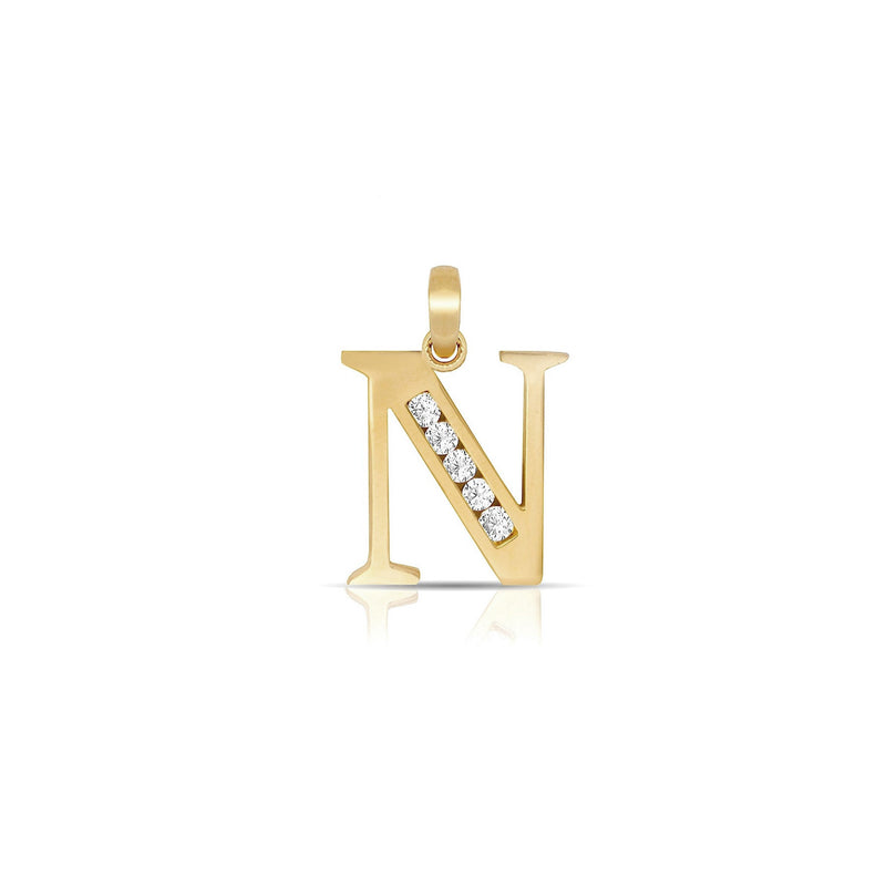 N Icy Initial Letter Pendant (14K) main - Popular Jewelry - New York